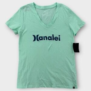 Hurley Shirt Womens Medium Hanalei North Shore Hawaii V Neck Cotton Tee Surf NEW